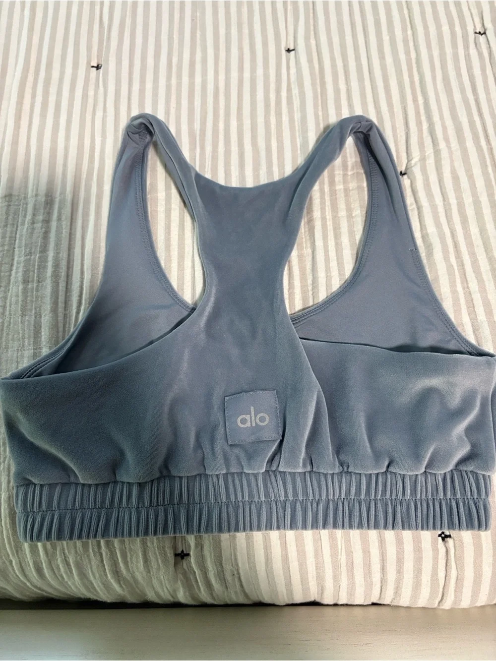 ALO Yoga Steel Blue Racerback Sports Bra. 100% AUTHENTIC!
